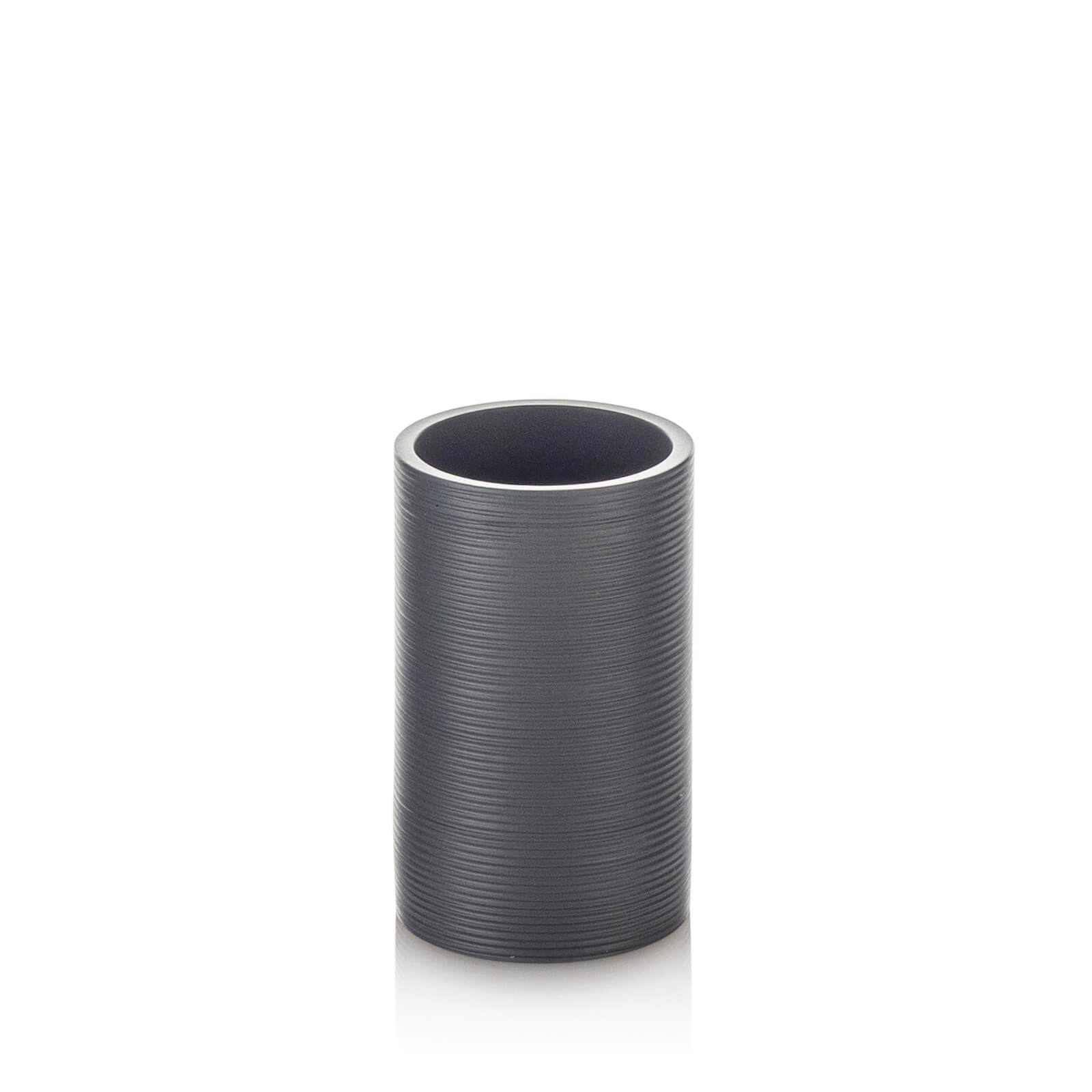 Set 4 Pezzi Accessori Bagno In Resina Grigio E Bambù TFT | Portasapone, Dispenser, Bicchiere E Porta Scopino