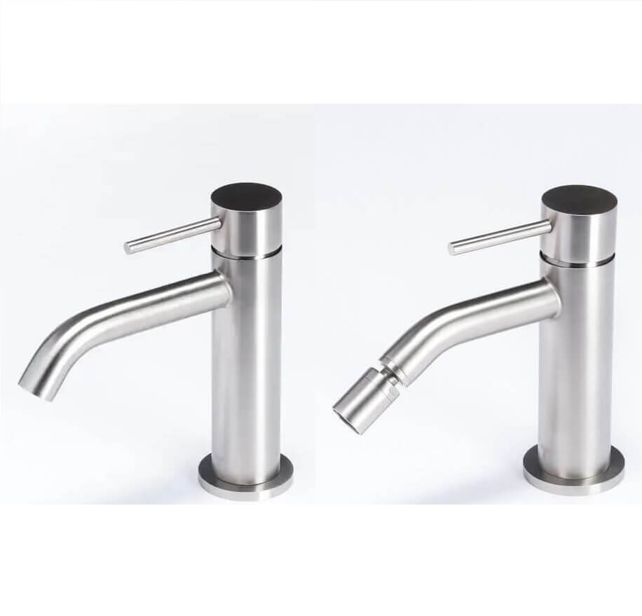 Set Rubinetteria Lavabo e Bidet Acciaio Spazzolato
