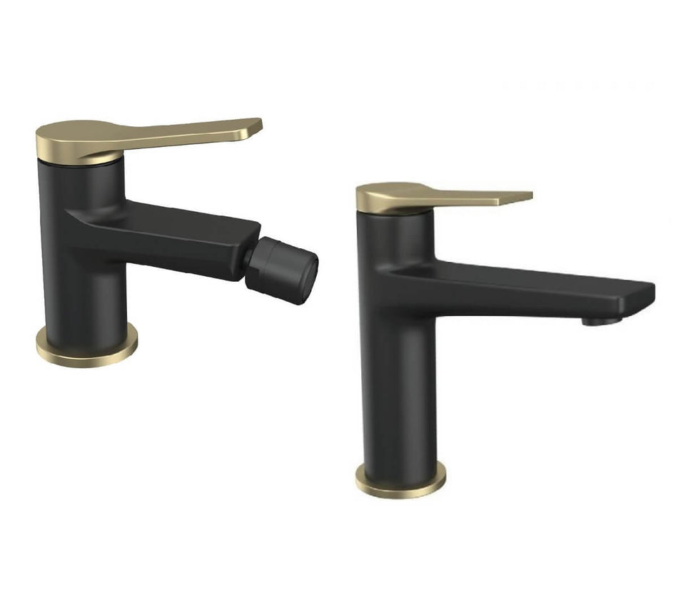 Set Rubinetteria Lavabo e Bidet Colore Nero Opaco e Bronze