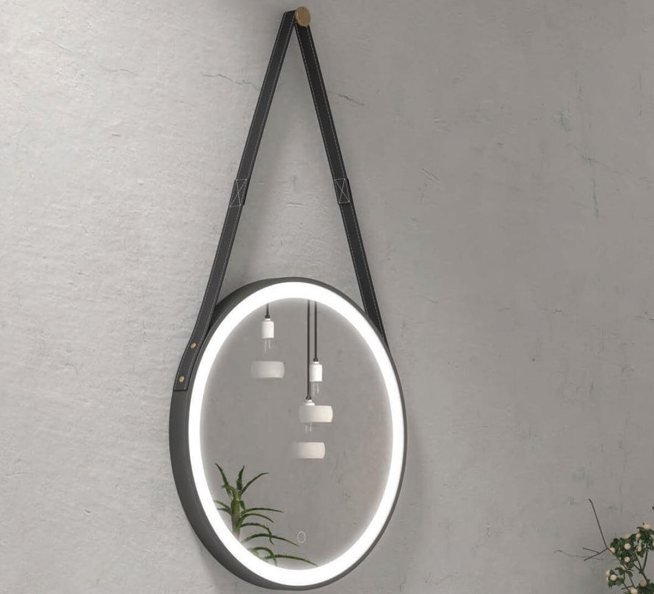 Specchio Da Bagno Con Cinghia E Cornice Led 50cm