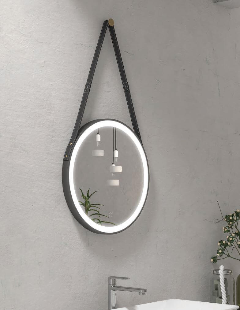 Specchio Da Bagno Con Cinghia E Cornice Led 50cm