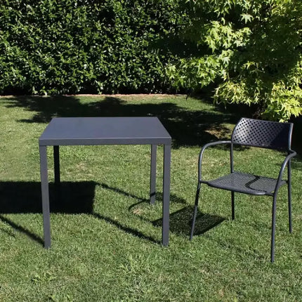 Tavolo da Pranzo in Alluminio Impilabile Quadrato