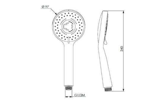 Telefono Doccia Triplo Getto In ABS Cromato - 1020