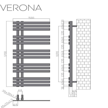 Termoarredo Cromato Design Moderno - 120x50