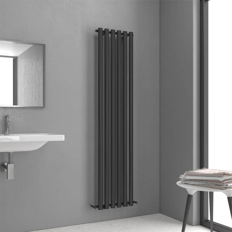 Termoarredo Radiatore Nero Opaco Tubi Verticali Design - 180x42
