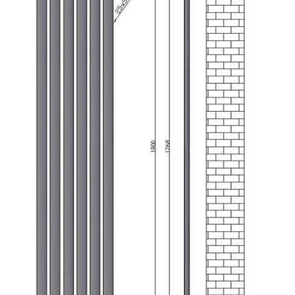 Termoarredo Radiatore Nero Opaco Tubi Verticali Design - 180x42
