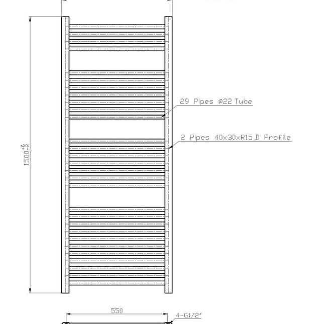 Termoarredo Scaldasalviette Bagno cm 150x55