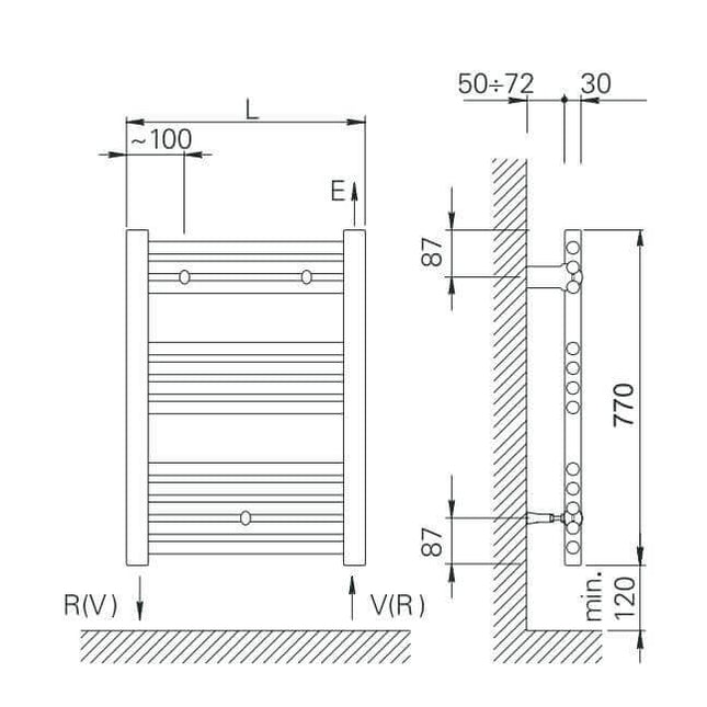Termoarredo Scaldasalviette Bianco - 77x50