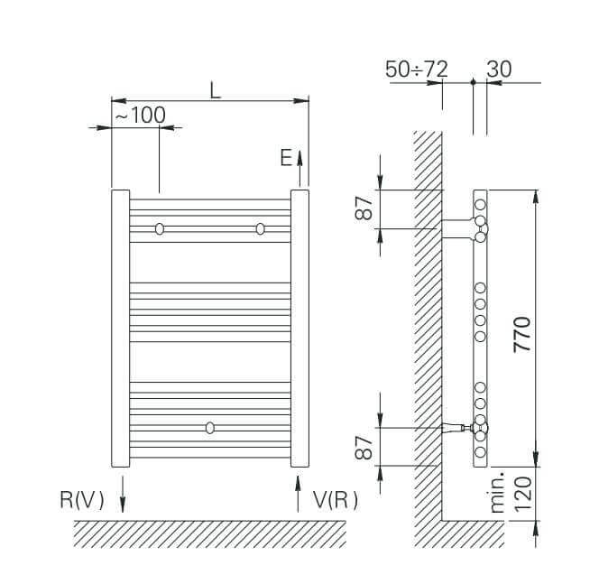 Termoarredo Scaldasalviette Bianco - 77x50