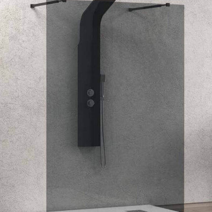 Walk in Doppio Ingresso H200cm Fumè 8mm Anticalcare Nero Opaco