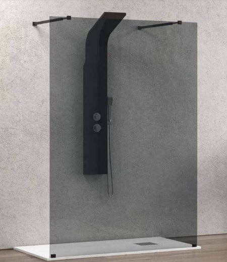 Walk in Doppio Ingresso H200cm Fumè 8mm Anticalcare Nero Opaco