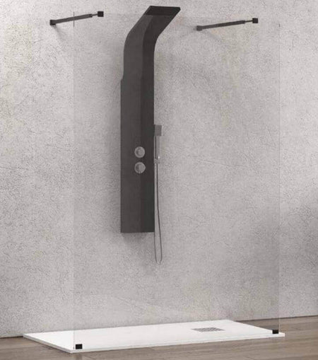 Walk in Doppio Ingresso H200cm Trasparente 8mm Anticalcare Profili Neri
