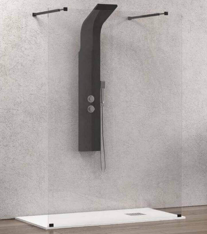 Walk in Doppio Ingresso H200cm Trasparente 8mm Anticalcare Profili Neri