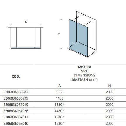 Walk in Doppio Ingresso H200cm Trasparente 8mm Anticalcare Profili Neri