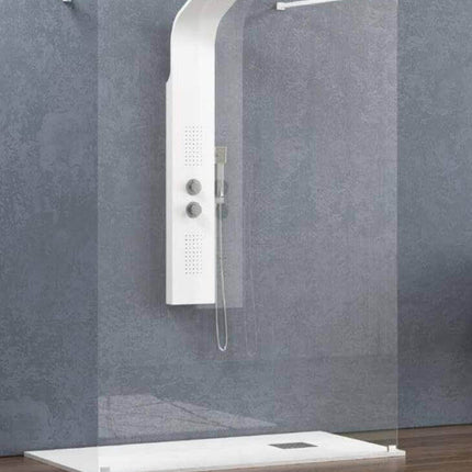 Walk in Posizionamento Libero H200cm Trasparente 8mm Anticalcare Bianco Opaco