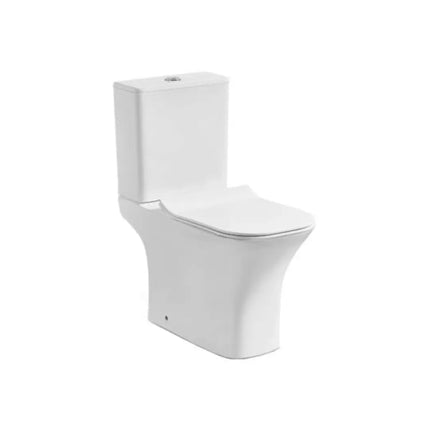 WC monoblocco squadrato senza brida Karag Natalia con cassetta e sedile slim soft close in ceramica bianca