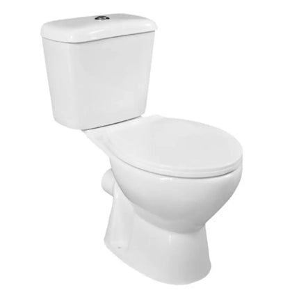WC monoblocco a terra senza brida Karag Venice dalle linee classiche, con cassetta e sedile in ceramica bianca