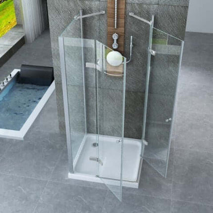 Box Doccia Tre Lati Doppia Anta Battente Trasparente 8mm - Taurus 70x90x70