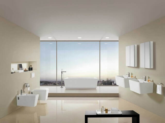 Coppia Sanitari Design Rettangolare Sospesi / A Terra Filo Muro - Shopbagno.it