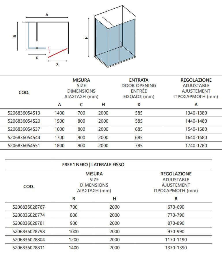 Box Doccia Porta Pivot con Antina Fissa Industrial 6mm H200 - Shopbagno.it