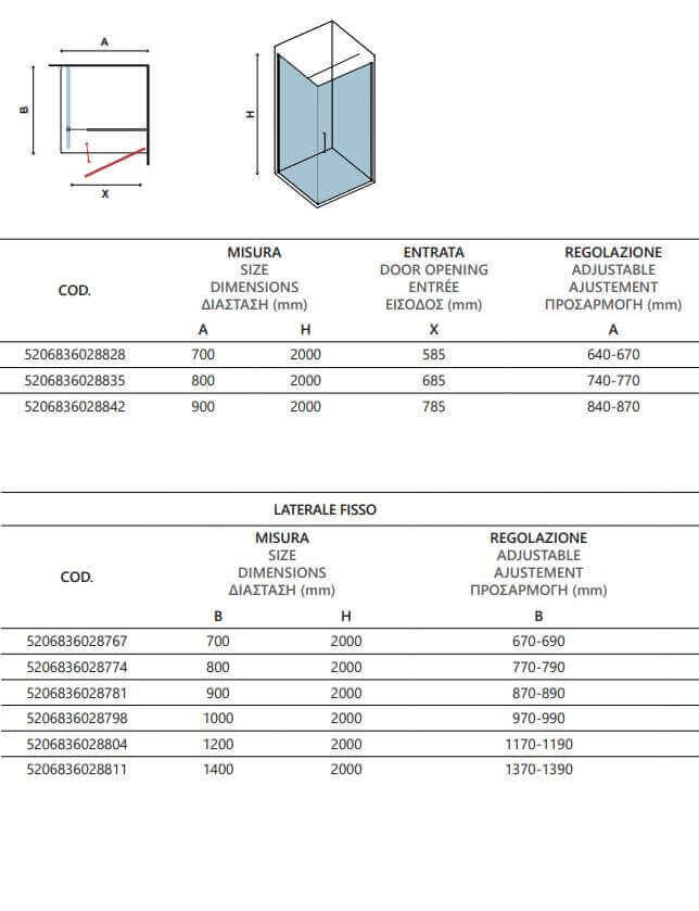 Box Doccia Industrial H200 Anta Pivot 6mm - Shopbagno.it