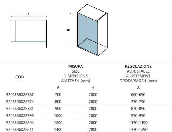 Parete Walkin H200cm Trasparente 6mm Stile Industrial - Shopbagno.it